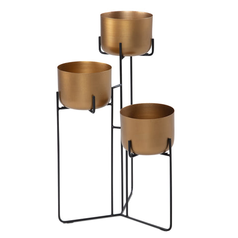 Rootz Bloemenstandaard - Bloemenkolom - Plantendisplay - Handgemaakt metalen ontwerp - Goud en zwart - 45 cm x 80 cm x 45 cm