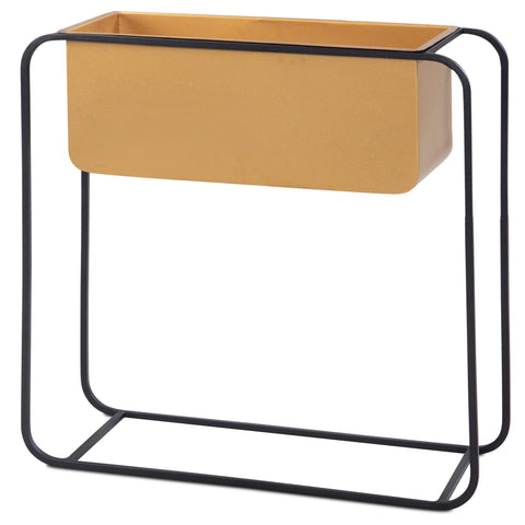 Rootz Modern Design Rechthoekige Plantenpot - Zwart &amp; Goud Plantenbak - Elegante en Functionele Plantenhouder Voor Binnen - 60cm x 60cm x 24cm - Handgemaakt Ijzeren Frame - Verwijderbare Pot - 5kg Laadvermogen