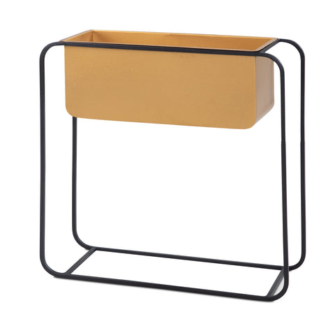 Rootz Modern Design Rechthoekige Plantenpot - Zwart &amp; Goud Plantenbak - Elegante en Functionele Plantenhouder Voor Binnen - 60cm x 60cm x 24cm - Handgemaakt Ijzeren Frame - Verwijderbare Pot - 5kg Laadvermogen