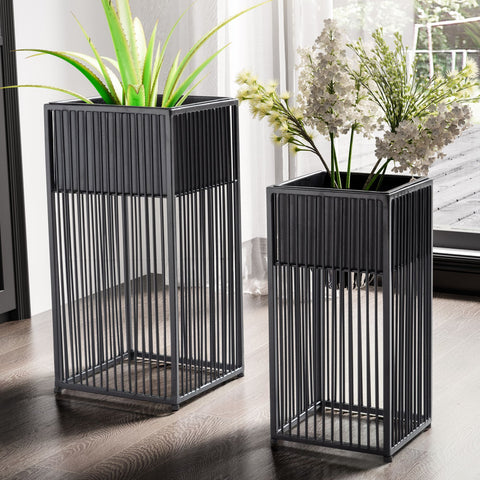 Rootz 2 Piece Set Plant Pots - Flower Pots - Modern Design - Elegance & Functionality - Handcrafted - Powder-Coated Iron - 25cm x 50cm x 25cm