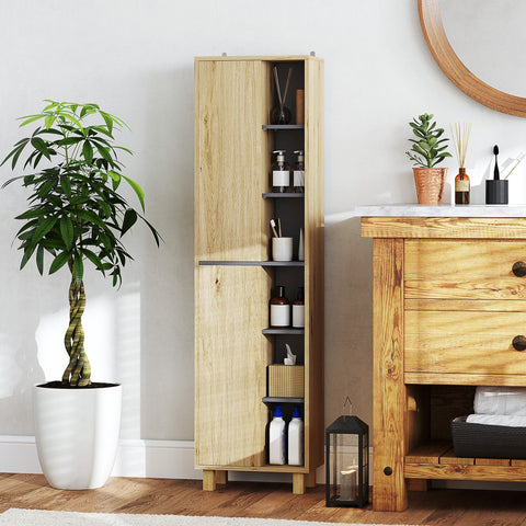 Rootz Tall Bathroom Cabinet - Storage Cabinet - Organizer - Easy-Clean Melamine - 40cm x 24cm x 148cm