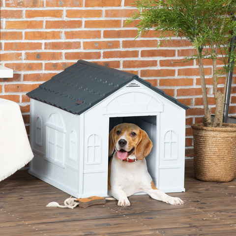 Rootz Dog Kennel - Outdoor Shelter - Weatherproof House - Durable Plastic - 65 x 75.7 x 63 cm - Optimal Comfort & Safety