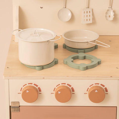 Rootz Rustic Wooden Play Kitchen - Kids Playset - Pretend Cooking Station - Enchanting Design - Sustainable Wood - 76 cm x 38 cm x 89 cm