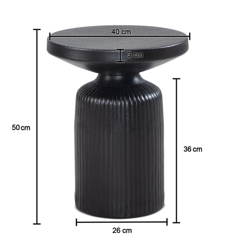 Rootz Modern Design Side Table - Round Table - Elegant Slatted Look - Handmade - Powder-Coated Aluminum - 40cm x 40cm x 50cm