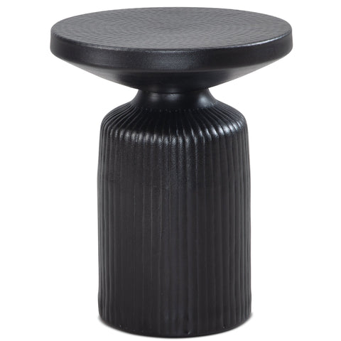 Rootz Modern Design Side Table - Round Table - Elegant Slatted Look - Handmade - Powder-Coated Aluminum - 40cm x 40cm x 50cm