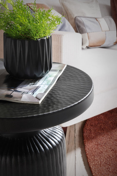 Rootz Modern Design Side Table - Round Table - Elegant Slatted Look - Handmade - Powder-Coated Aluminum - 40cm x 40cm x 50cm