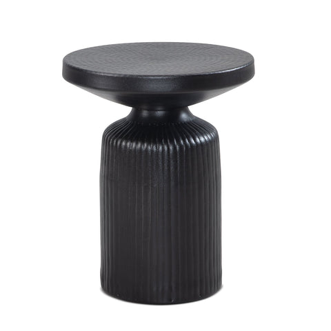 Rootz Modern Design Side Table - Round Table - Elegant Slatted Look - Handmade - Powder-Coated Aluminum - 40cm x 40cm x 50cm