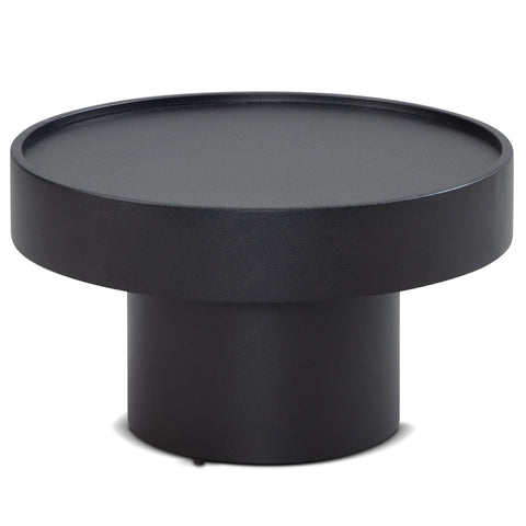 Rootz Modern Design Coffee Table - Round Table - Mushroom Shape - Handcrafted - Anti-Slip Nubs - Height-Adjustable Knobs - Powder-Coated Iron - 60cm x 60cm x 30cm - Black