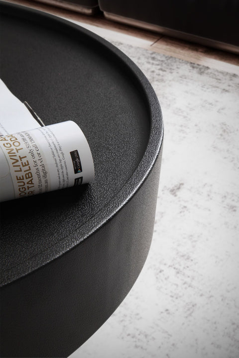 Rootz Modern Design Coffee Table - Round Table - Mushroom Shape - Handcrafted - Anti-Slip Nubs - Height-Adjustable Knobs - Powder-Coated Iron - 60cm x 60cm x 30cm - Black