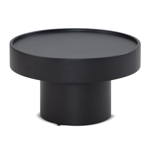 Rootz Modern Design Coffee Table - Round Table - Mushroom Shape - Handcrafted - Anti-Slip Nubs - Height-Adjustable Knobs - Powder-Coated Iron - 60cm x 60cm x 30cm - Black