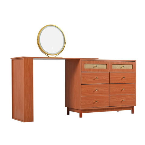 Rootz Dressing Table with Mirror - Vanity Table - Makeup Desk - LED Lighting - 100cm x 40cm x 74cm - Ample Storage & Stylish Design