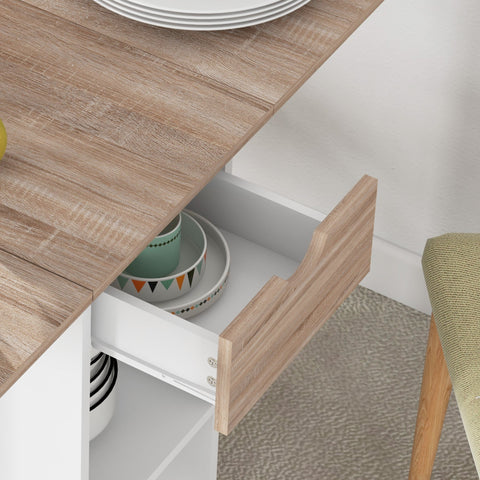 Rootz Foldable Dining Table - Pull-Out Table - Expanding Table - Seats 2-4, Space-Saving - 120cm x 72cm x 75cm Brown