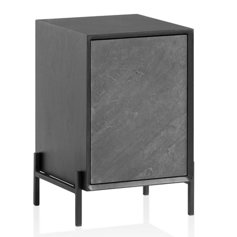 Rootz Modern Bedside Table - Nightstand - 3D Rock Look - Wood Grain - Handmade - Push-to-Open - Box Spring Bed - 35cm x 53cm x 36cm