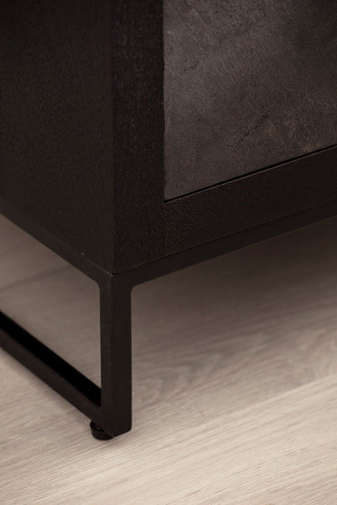 Rootz Modern Bedside Table - Nightstand - 3 Drawer Cabinet - Stone Look - Wood Grain - Handmade - Removable Drawers - Height Adjustable Knobs - Anti-Slip Feet - 40cm x 60cm x 30cm