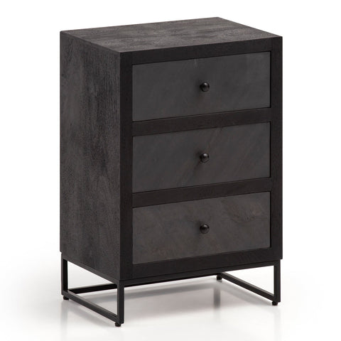 Rootz Modern Bedside Table - Nightstand - 3 Drawer Cabinet - Stone Look - Wood Grain - Handmade - Removable Drawers - Height Adjustable Knobs - Anti-Slip Feet - 40cm x 60cm x 30cm