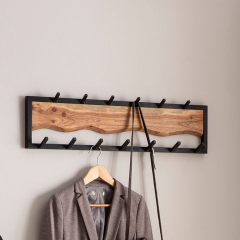 Rootz Modern Design Wall-Mounted Coat Rack - Wardrobe - Robust Hooks - Handmade - Acacia Wood - 80cm x 20cm x 8cm