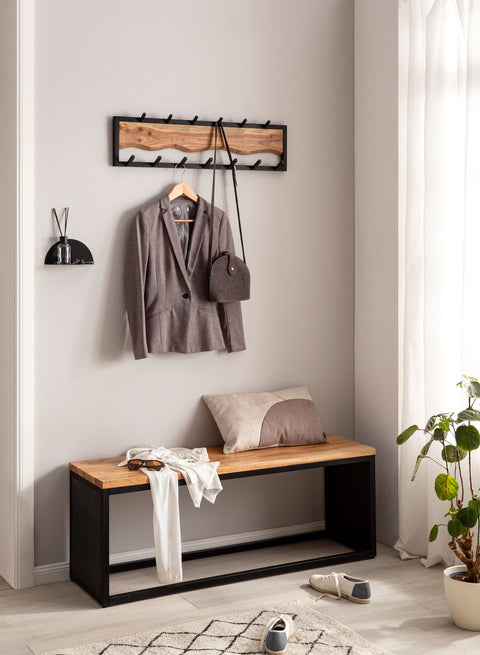 Rootz Modern Design Wall-Mounted Coat Rack - Wardrobe - Robust Hooks - Handmade - Acacia Wood - 80cm x 20cm x 8cm