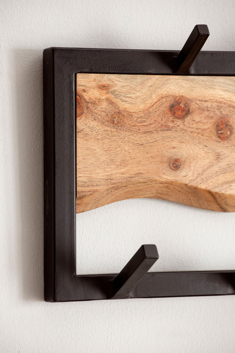 Rootz Modern Design Wall-Mounted Coat Rack - Wardrobe - Robust Hooks - Handmade - Acacia Wood - 80cm x 20cm x 8cm