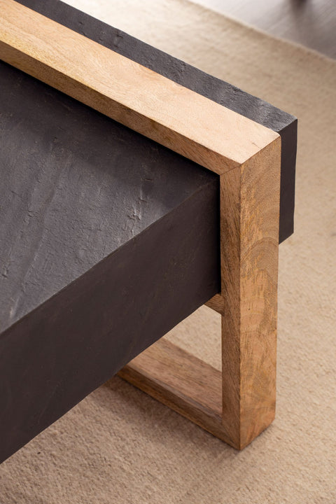 Rootz Modern Design Coffee Table - Rectangular Table - Anthracite Surface - Handmade - Wood Protection - 105cm x 66cm x 40cm