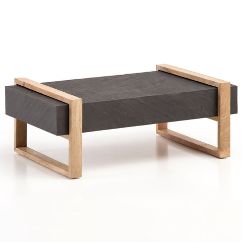 Rootz Modern Design Coffee Table - Rectangular Table - Anthracite Surface - Handmade - Wood Protection - 105cm x 66cm x 40cm