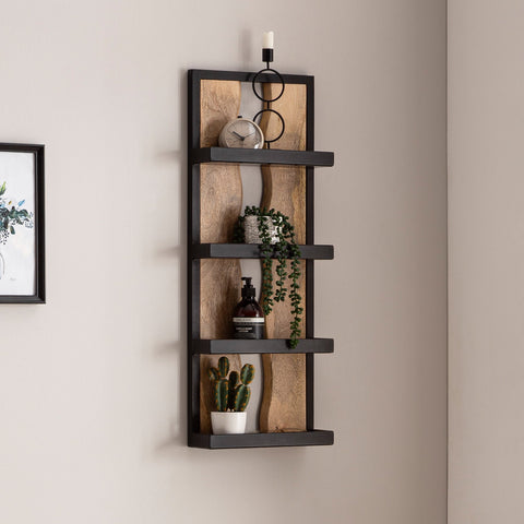 Rootz Wall Shelf - Hanging Shelf - Storage Display - Solid Wood and Metal - Handcrafted - Versatile Use - 30cm x 80cm x 10cm
