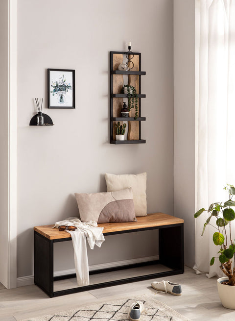 Rootz Wall Shelf - Hanging Shelf - Storage Display - Solid Wood and Metal - Handcrafted - Versatile Use - 30cm x 80cm x 10cm