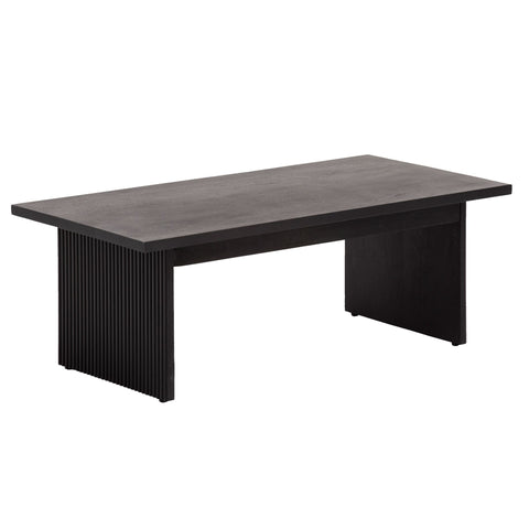 Rootz Modern Design Coffee Table - Rectangular Table - Elegant Slatted Legs - Natural Wood Grain - Handmade - Mango Solid Wood - 110cm x 55cm x 40cm
