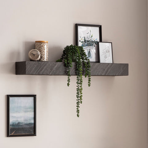 Rootz Modern Wall Shelf - Floating Shelf - Decorative Shelf - Wide Storage Space - Handmade - Anthracite 3D Surface - Unique Design - 90cm x 10cm x 20cm