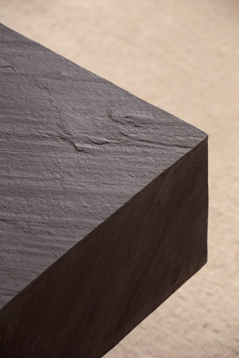 Rootz Modern Design Square Coffee Table - Anthracite 3D Surface - Handmade - Unique - Mango Solid Wood - MDF - Height Adjustable Nubs - 64cm x 64cm x 35cm