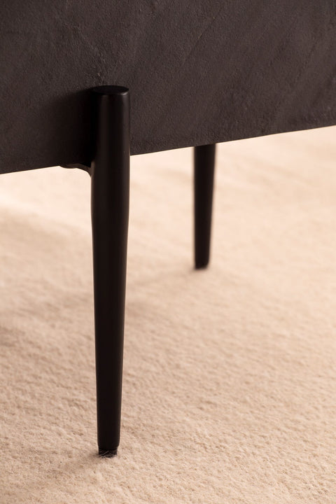 Rootz Modern Design Square Coffee Table - Anthracite 3D Surface - Handmade - Unique - Mango Solid Wood - MDF - Height Adjustable Nubs - 64cm x 64cm x 35cm