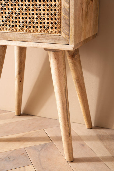 Rootz Modern Bedside Table - Nightstand - Drawer Nightstand - Viennese Braid - Natural Wood Grain - Handmade - Unique - Removable Drawer - Anti-Slip Pads - Box Spring Bed - 40cm x 60cm x 30cm