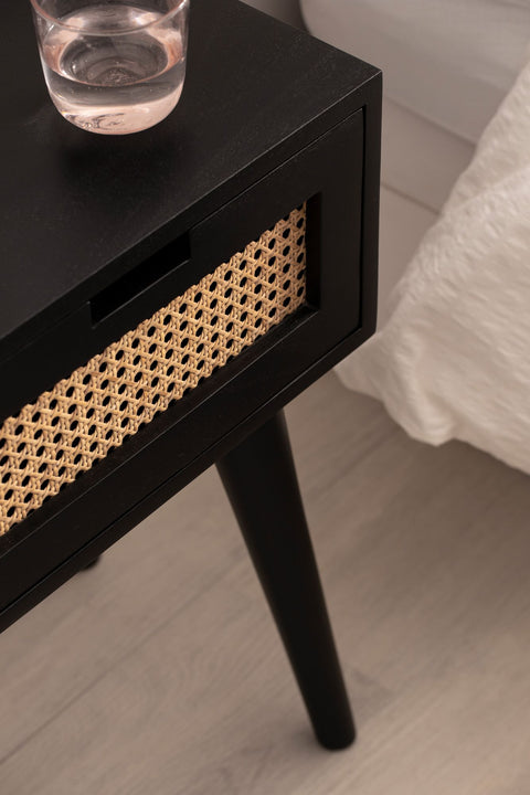 Rootz Modern Bedside Table - Nightstand - Drawer Cabinet - Viennese Braid - Handmade - Natural Wood Grain - 40cm x 60cm x 30cm