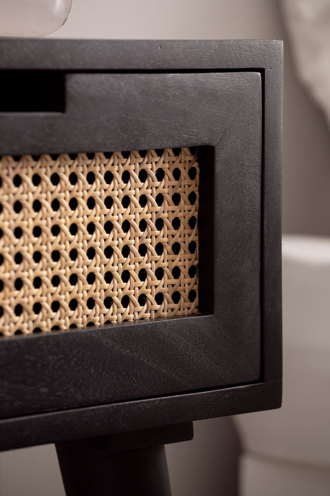 Rootz Modern Bedside Table - Nightstand - Drawer Cabinet - Viennese Braid - Handmade - Natural Wood Grain - 40cm x 60cm x 30cm