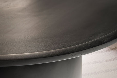 Rootz Modern Design Coffee Table - Round Table - Drum Frame - Handmade - Mango Wood - Black - Unique - Protective Varnish - Raised Edge - 60cm x 60cm x 40cm