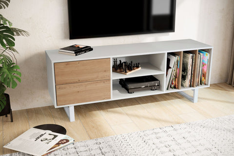 Rootz Modern Design TV Base Cabinet - Lowboard - Entertainment Center - Oak Decor - Spacious Storage - 150cm x 55cm x 40cm