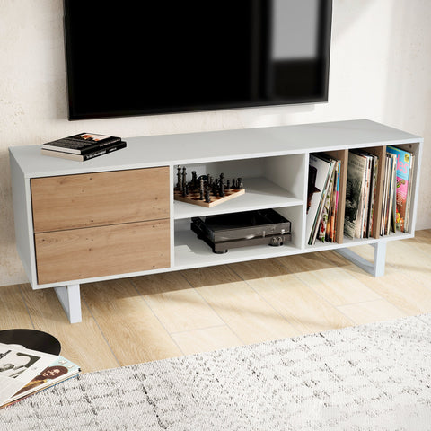 Rootz Modern Design TV Base Cabinet - Lowboard - Entertainment Center - Oak Decor - Spacious Storage - 150cm x 55cm x 40cm