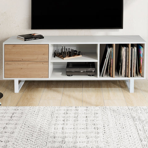 Rootz Modern Design TV Base Cabinet - Lowboard - Entertainment Center - Oak Decor - Spacious Storage - 150cm x 55cm x 40cm