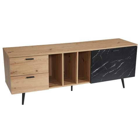 Rootz Lowboard 150cm TV Cabinet - TV Stand - Marble Black Design - Modern Style - Spacious Storage - Durable Build - 150cm x 55cm x 40cm