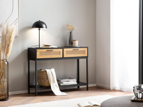 Rootz Chic Console Table - Entryway Table - Hallway Table - Viennese Weave Fronts - Storage Space - 100cm x 30cm x 75cm