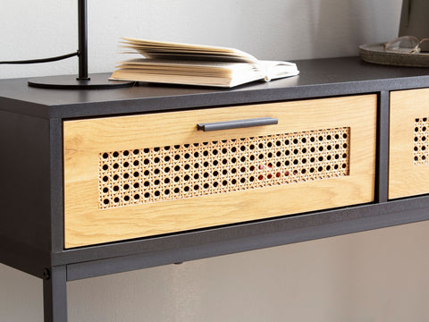 Rootz Chic Console Table - Entryway Table - Hallway Table - Viennese Weave Fronts - Storage Space - 100cm x 30cm x 75cm