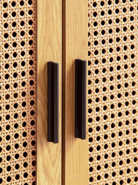 Rootz Sideboard 80cm - Chest of Drawers - Storage Cabinet - Viennese Weave Design - Adjustable Shelves - Magnetic Door Stoppers - Black and Brown - 80cm x 40cm x 86.5cm