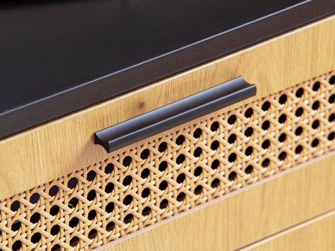 Rootz Sideboard 80cm - Black Chest of Drawers - Viennese Weave Design - Stylish Storage Solution - Durable & Spacious - 80cm x 86.5cm x 40cm