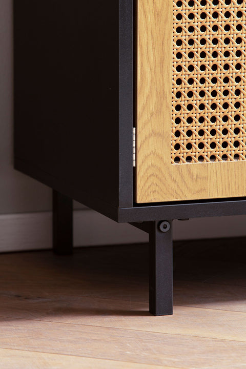 Rootz Sideboard 80cm - Black Chest of Drawers - Viennese Weave Design - Stylish Storage Solution - Durable & Spacious - 80cm x 86.5cm x 40cm