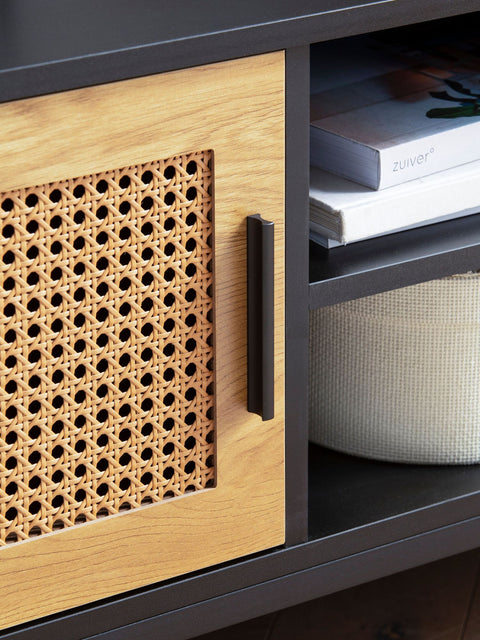 Rootz Lowboard TV-meubel - 110 cm TV-standaard - Mediaconsole - Weens gevlochten ontwerp - Ruime opbergruimte - Kabelbeheer - Duurzame constructie - 110 cm x 40 cm x 48 cm