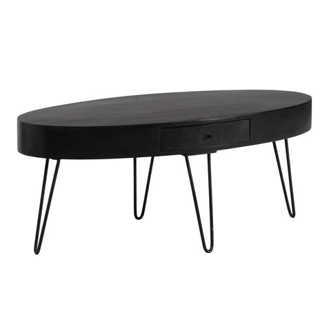 Rootz Modern Coffee Table - Oval Table - Stylish Centerpiece - Extra Storage - 100cm x 50cm x 40cm