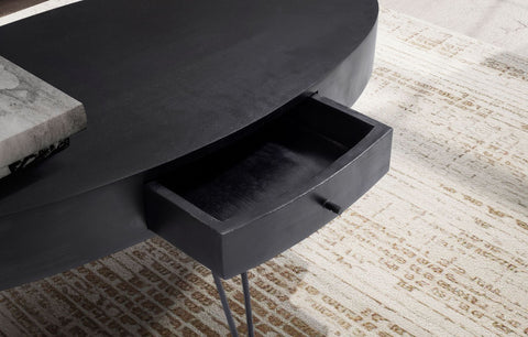 Rootz Modern Coffee Table - Oval Table - Stylish Centerpiece - Extra Storage - 100cm x 50cm x 40cm