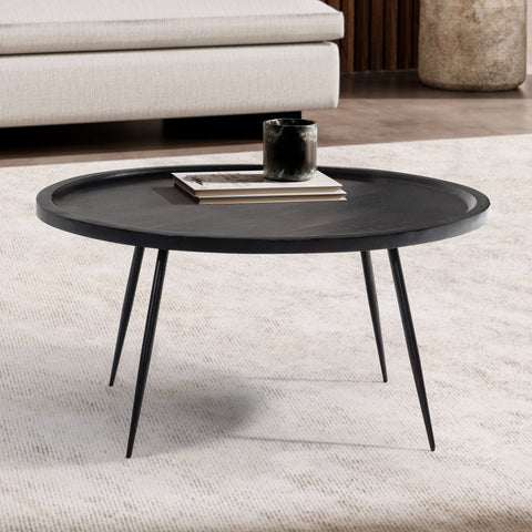 Rootz Round Coffee Table - Circular Coffee Table - Wooden Center Table - Handcrafted Elegance - 75cm x 75cm x 38cm