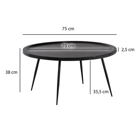 Rootz Round Coffee Table - Circular Coffee Table - Wooden Center Table - Handcrafted Elegance - 75cm x 75cm x 38cm