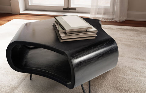 Rootz Modern Living Room Table - Coffee Table - Large Storage - Solid Wood & Iron - 60cm x 60cm x 35cm