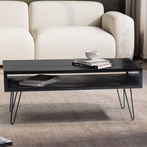 Rootz Rectangular Living Room Table - Coffee Table - Modern Table - Mango Wood Grain - 100cm x 50cm x 40cm